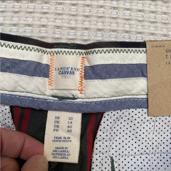 NWT Lands’ End Canvas True Slim Chino Pants Green Plaid Tartan Size 10 - Picture 12 of 12